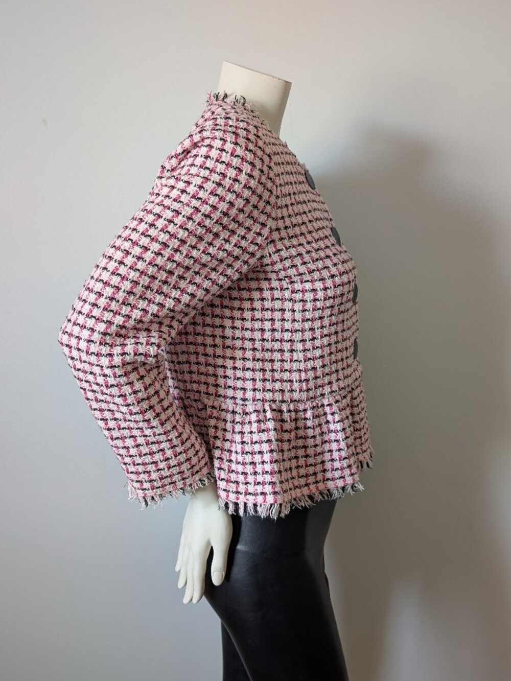 Kate Spade - Pink Multi Tweed Peplum Jacket - size 6 - Picture 4 of 10